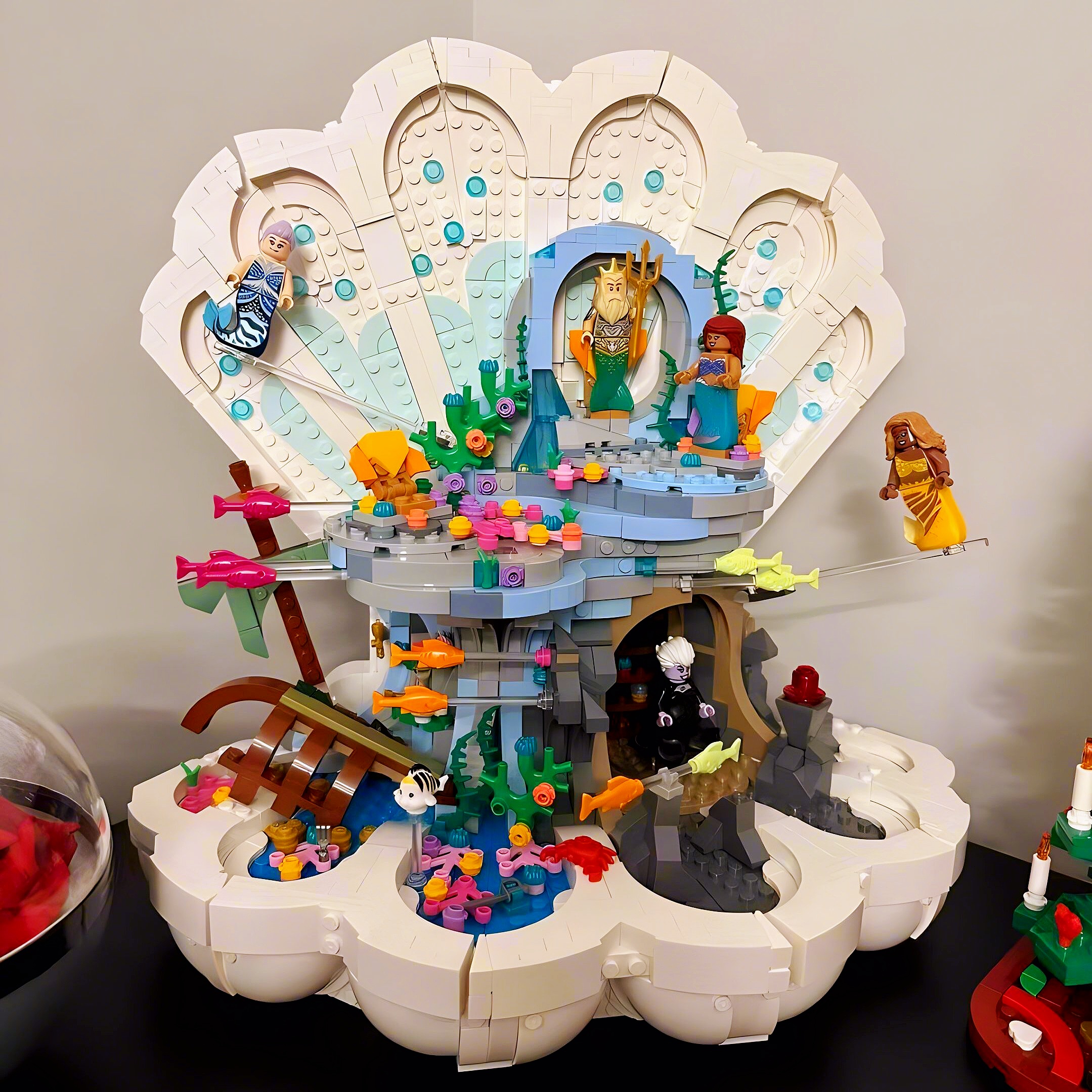 积木43225迪士尼爱丽儿宫殿小美人鱼的贝壳奇境城堡女孩拼装玩具