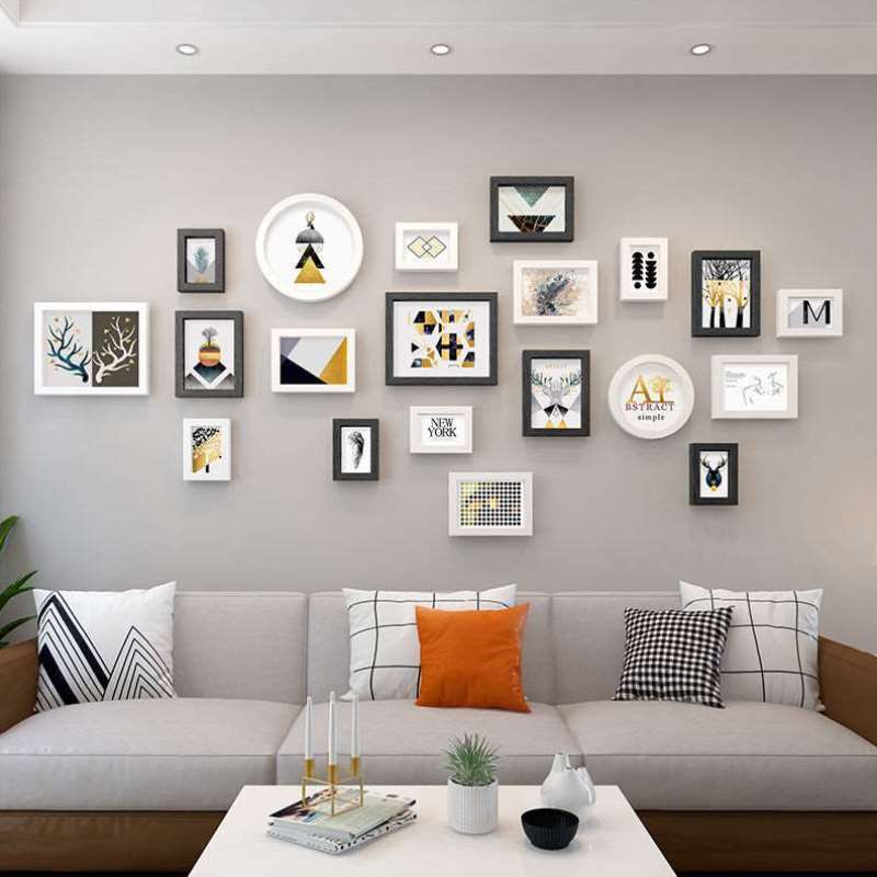 现代简约客厅照片墙装饰北欧风创意卧室背景墙相框挂墙组合免打孔