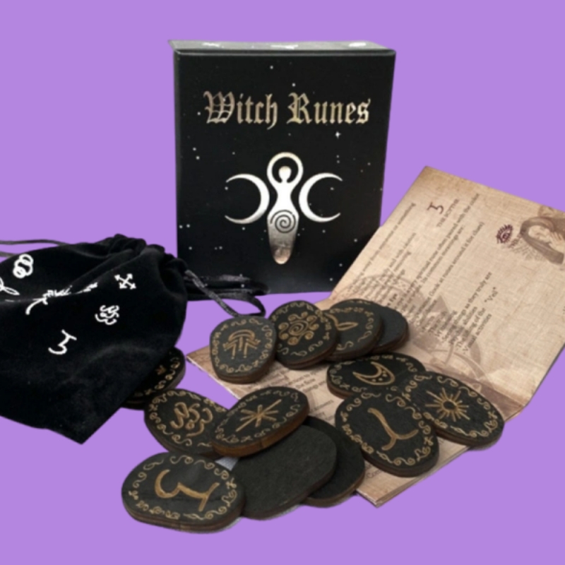 女巫如尼符文套装witch炼金术木刻altar祭坛装饰品Runes卢恩符文