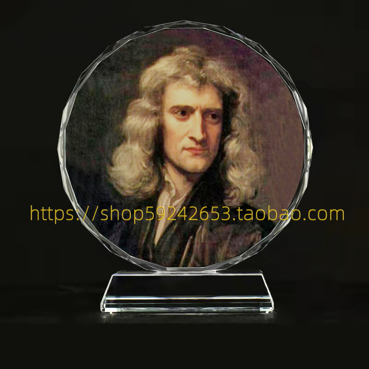 定制世界名人牛顿画像水晶玻璃摆件家居摆设工艺品桌面装饰创意