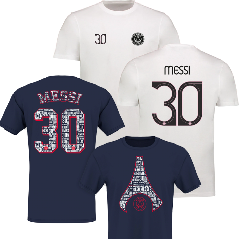 Leo Messi 里奥梅西同款t恤短袖 大巴黎圣日耳曼30号球衣大码定制