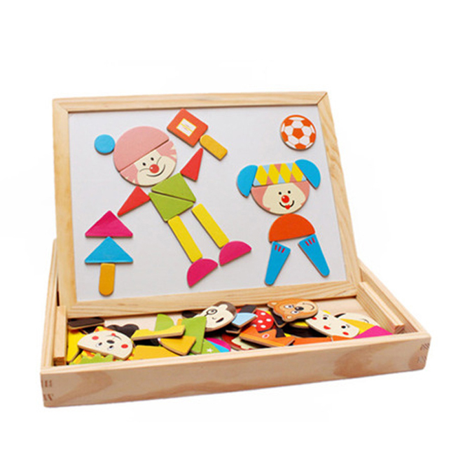 磁性积木拼拼乐早教儿童黑板多功能白班益智拼图玩具器材幼儿画板