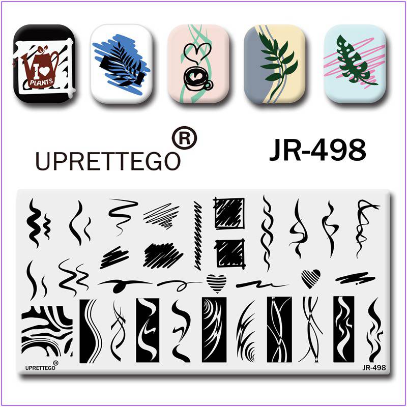 JR481-520美甲印花钢板 模板恐龙星月法式美女线条抽象卡通动物波