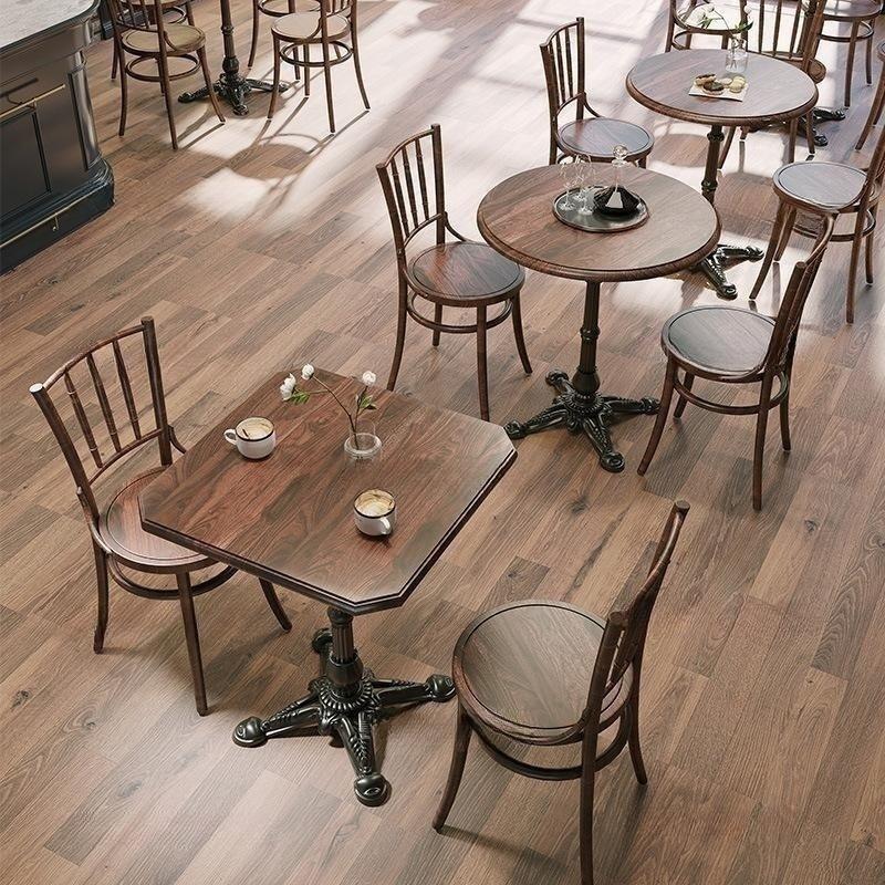 复古咖啡厅桌椅组合甜品烘焙店椅子奶茶店美式西餐厅实木桌中古风