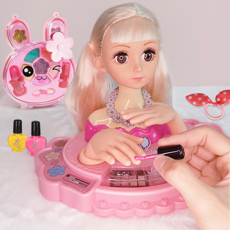 化妆娃娃公主玩具儿童发型头饰梳头发打扮扎辫女孩过家家生日礼物