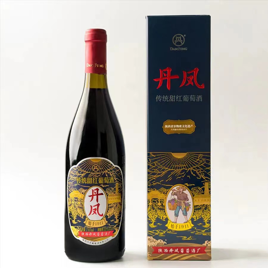 丹凤传统甜红葡萄酒单支750ml盒装特选甜美柔和陕西老字号酒厂