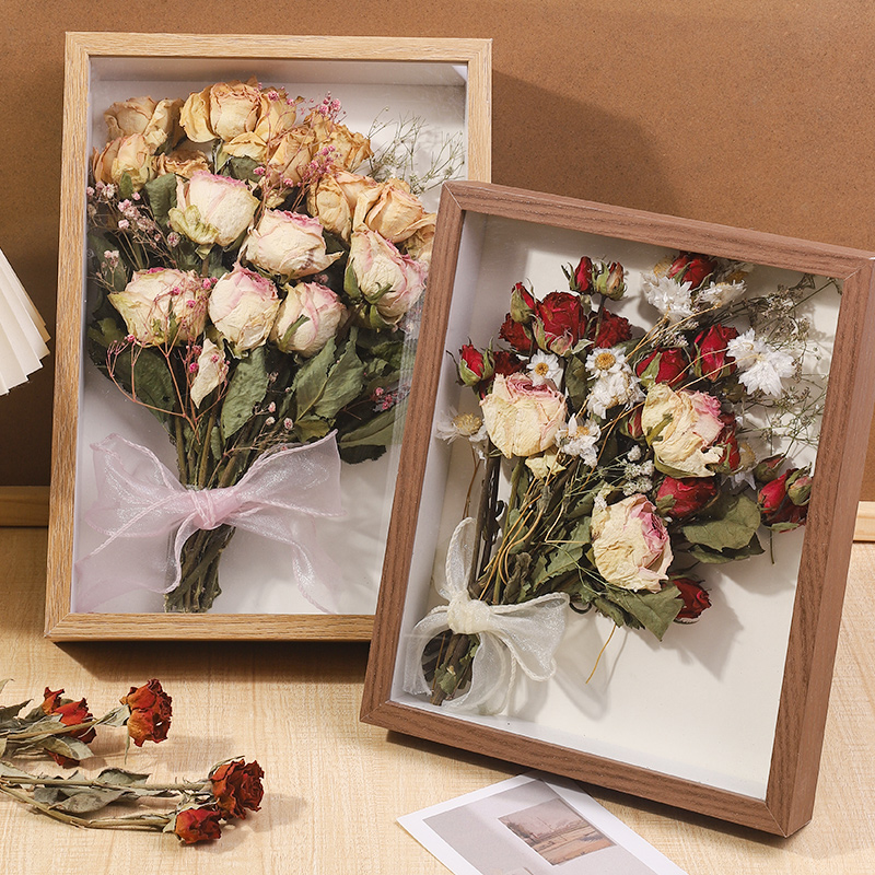 创意放干花收纳相框纪念礼物端午节送礼画框高级感可爱玫瑰花背景