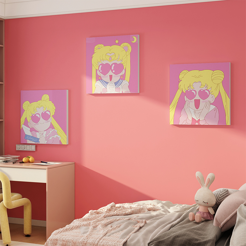卧室装饰画房间墙面布置用品美少女孩儿童房背景网红ins风壁纸贴