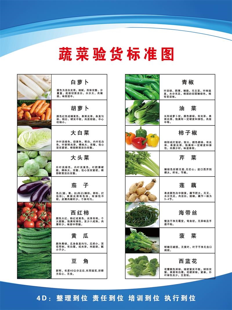 4D食物蔬菜肉水产干货食品验收标准厨房肉类蔬菜验收标准图海报