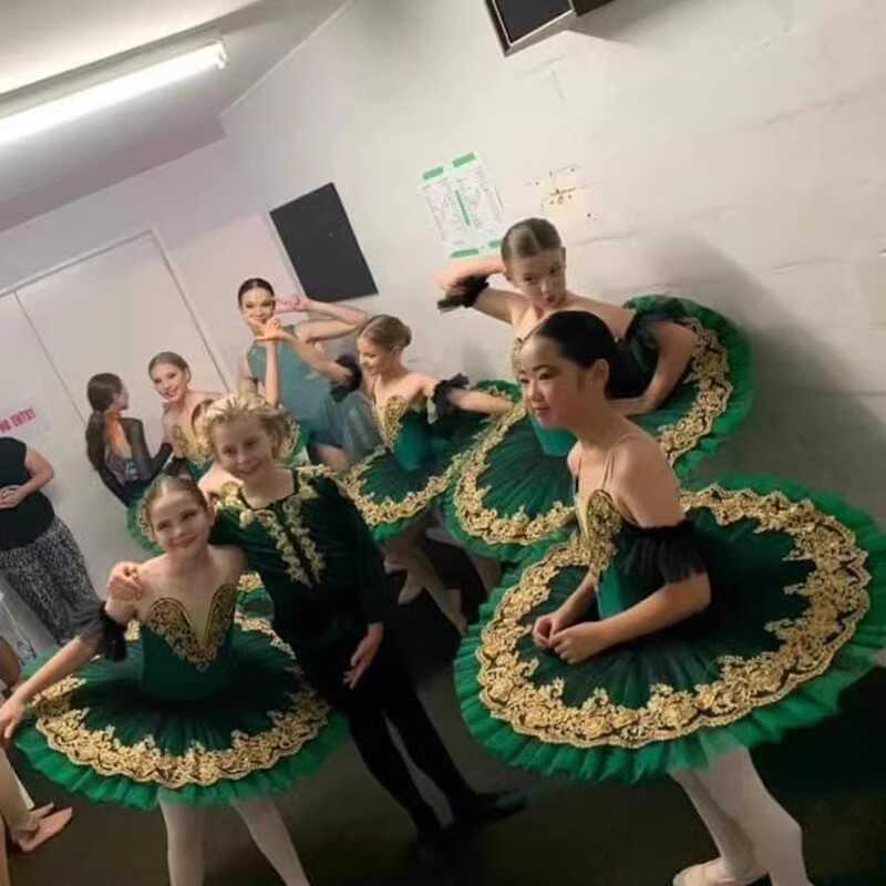 芭蕾舞裙儿童专业表演服绿色比赛蓬蓬裙成人芭蕾tutu裙女童吊带裙