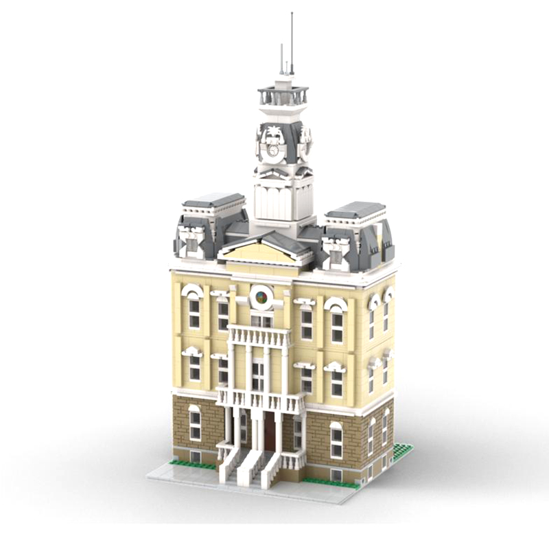 外销小颗粒科技积木模块化中央大厅建筑模型玩具拼装套装街景建筑