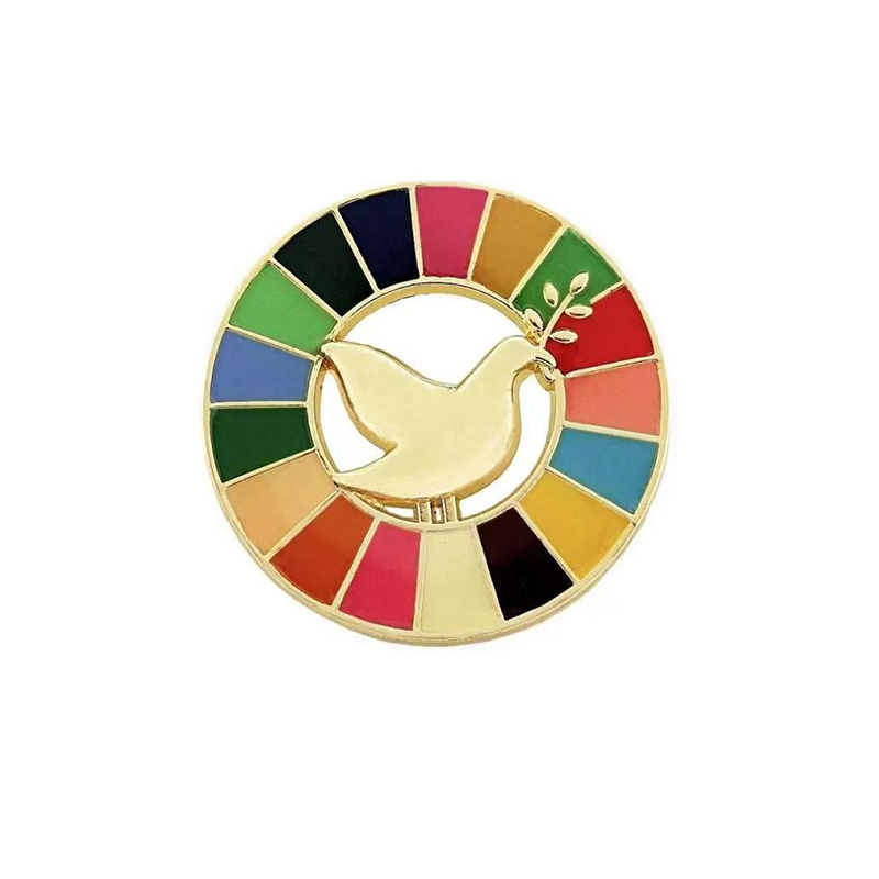 巴勒斯坦期待和平和平鸽联合国胸针可持续发展勋章徽章保护儿童