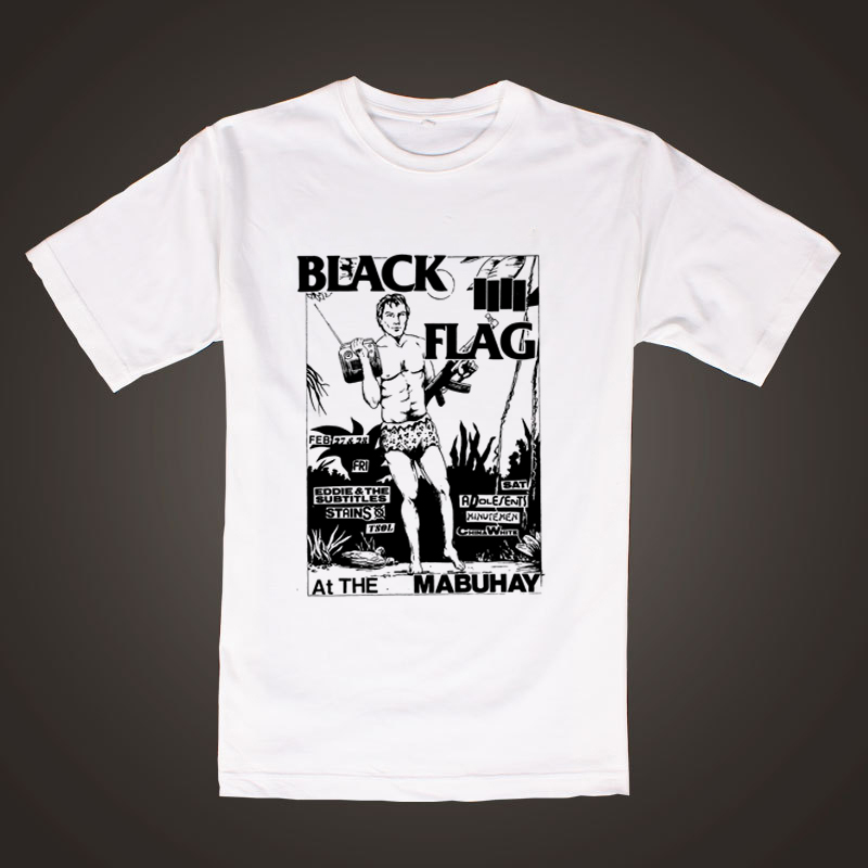 black flag黑旗乐队卡通手绘剪刀经典美国朋克摇滚宽松柔滑T恤