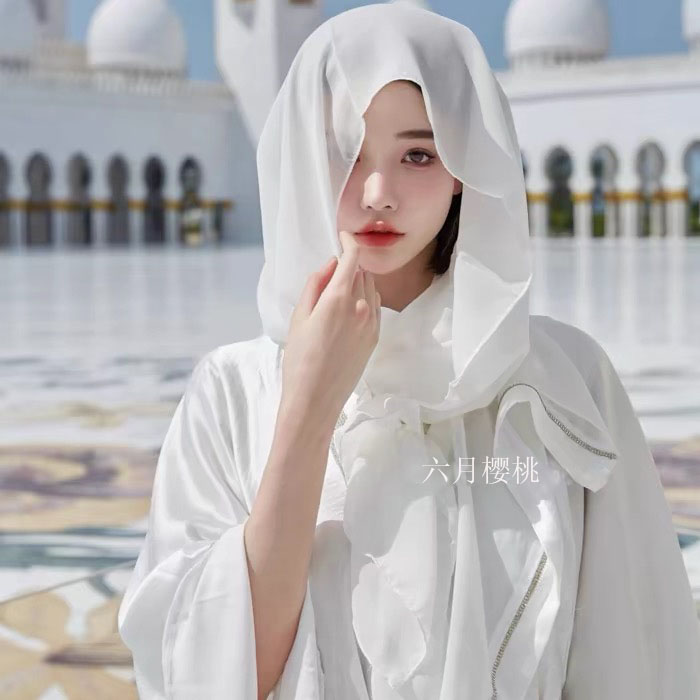 迪拜埃及摩洛哥旅拍包头巾阿拉伯公主异域风情写真雪纺丝巾