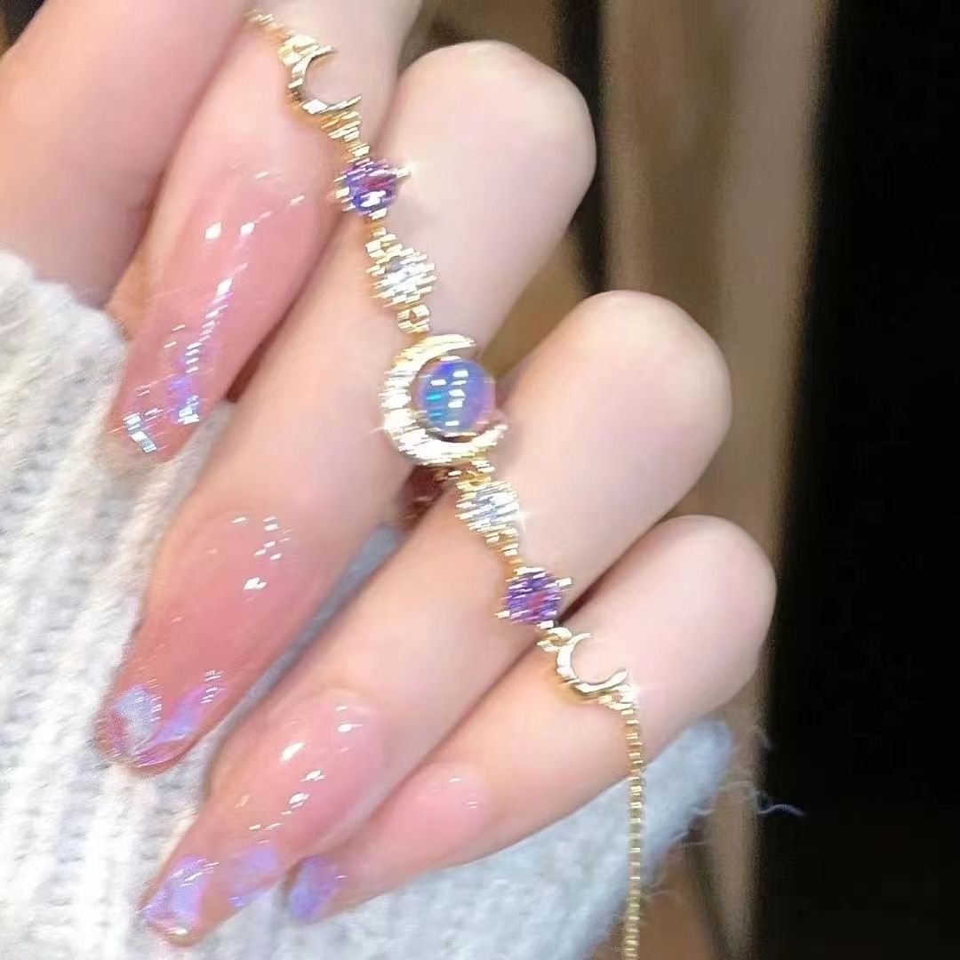 【月光少女】满钻银河星星月亮手链甜美轻奢设计紫色锆石手饰礼物
