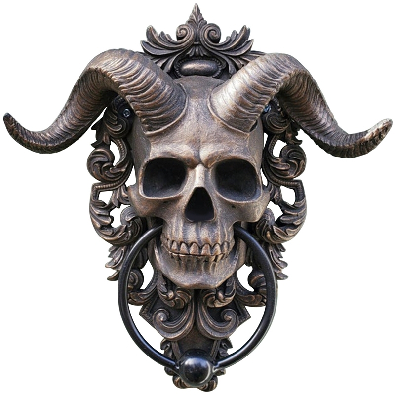 Promotion! Horned Skull Hanging Door Knocker Gothic Heavy