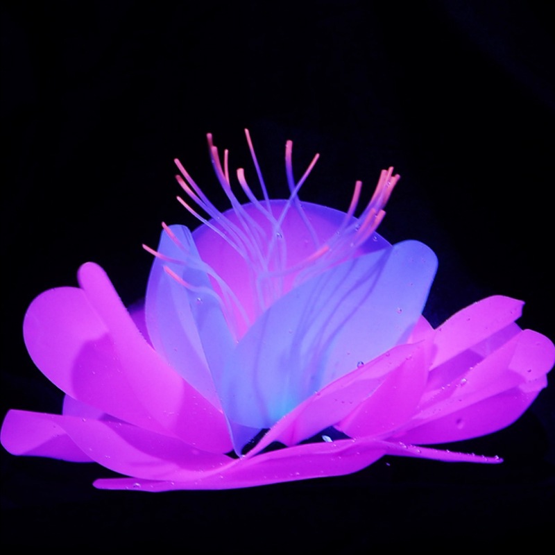 水生植物荧光花鱼缸装饰水族馆五颜六色装饰品睡莲盛开的荷花莲花