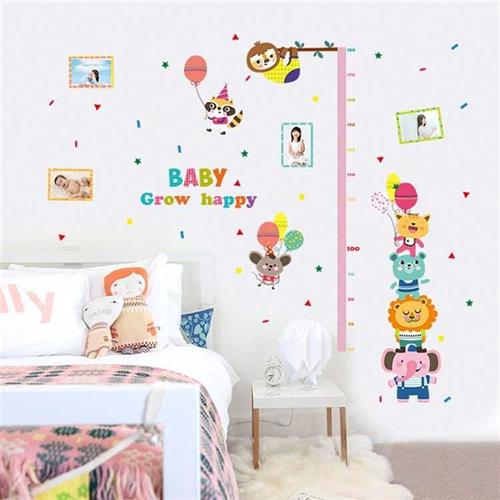 创意可爱长劲鹿身高贴儿童房间装饰身高尺贴画宝宝卡通动物墙贴纸