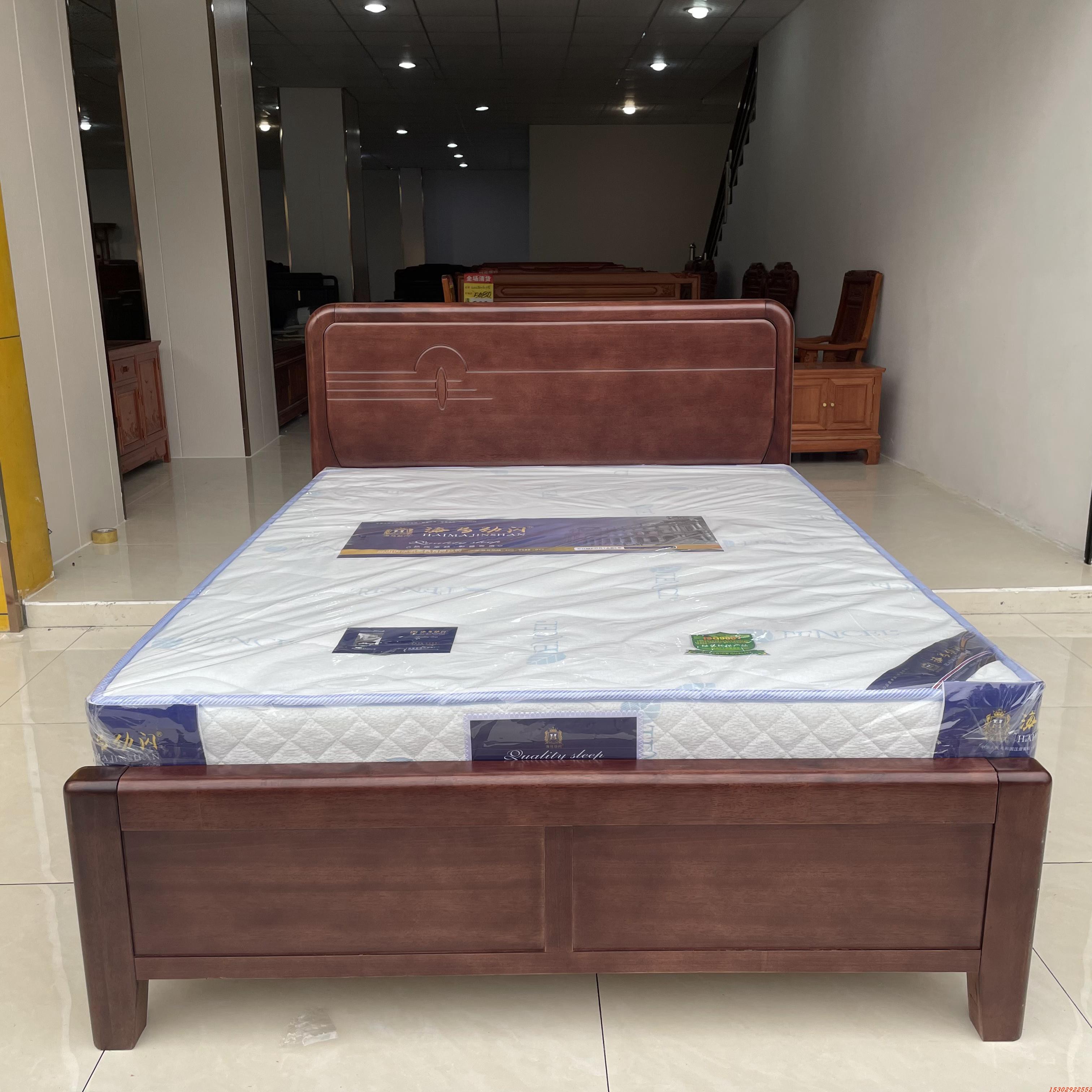 新品新款乌丝檀木要床实木床时尚婚床简约木大床现代18米新卧室床