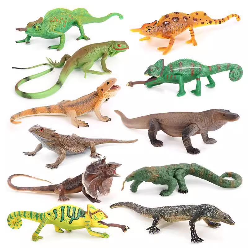 29款蜥蜴模型爬行动物伞蜥鬃狮蜥科莫多巨蜥变色龙儿童早教玩具