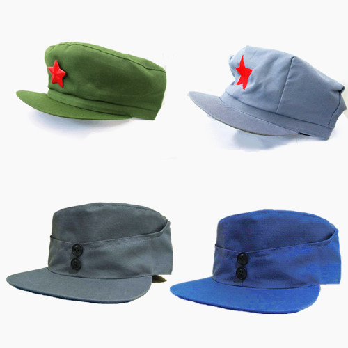 成人儿童红军帽 灰色八角军帽 八路军 新四军帽 表演军帽绿色包邮