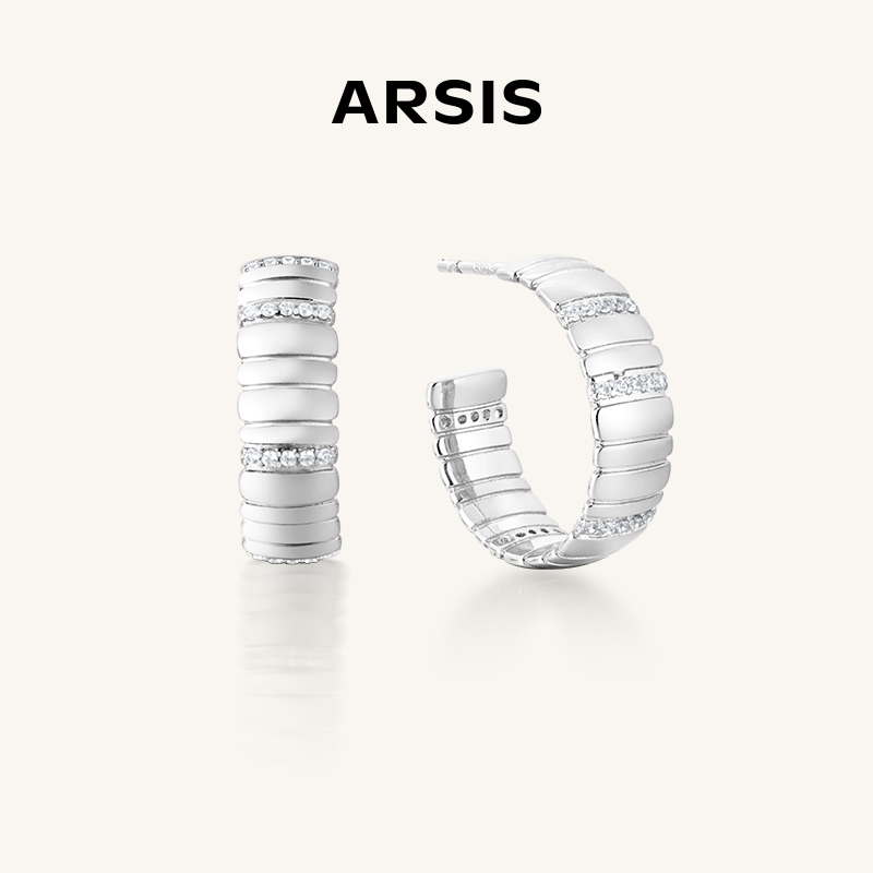 【新款】ARSIS自由搭配系列蛇骨C圈耳钉宽版百搭时尚轻奢潮流耳饰