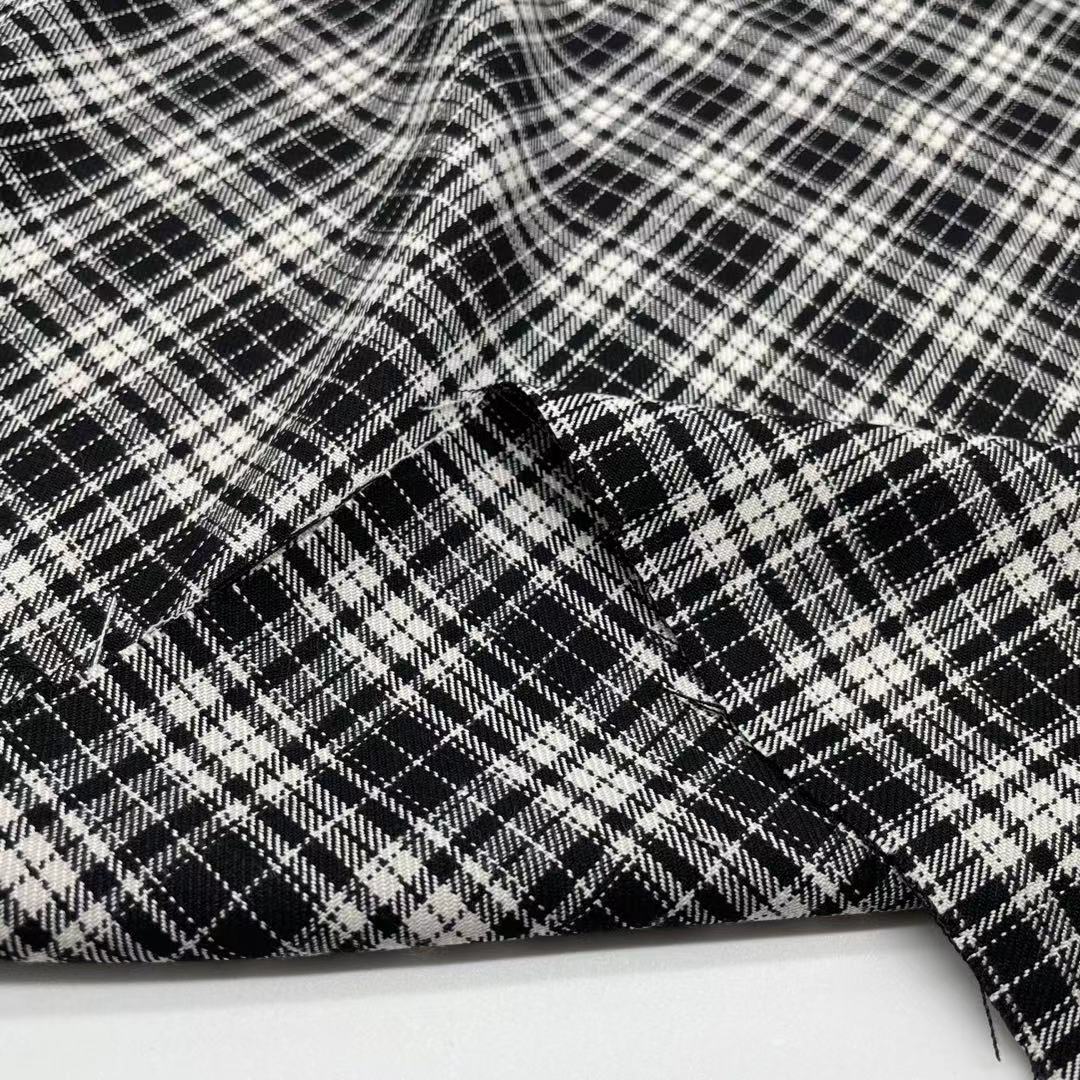 韩国进口黑白格纹布料高端色织TR抗皱垂感好衬衫裙子休闲裤子面料