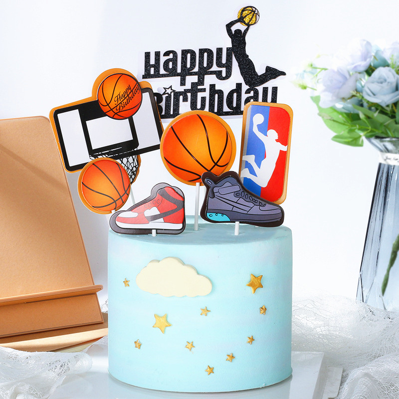 科比詹姆斯库里生日蛋糕插件装饰套装篮球主题球鞋运动鞋插牌摆件
