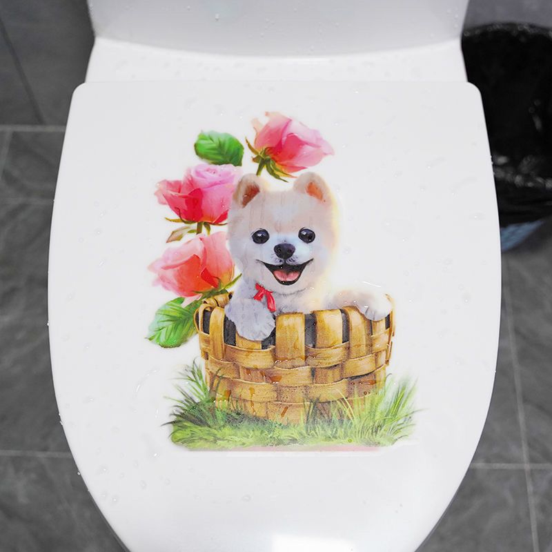 3D仿真贴纸可爱的博美创意卡通贴画时尚的狗狗坐便器装饰马桶贴纸