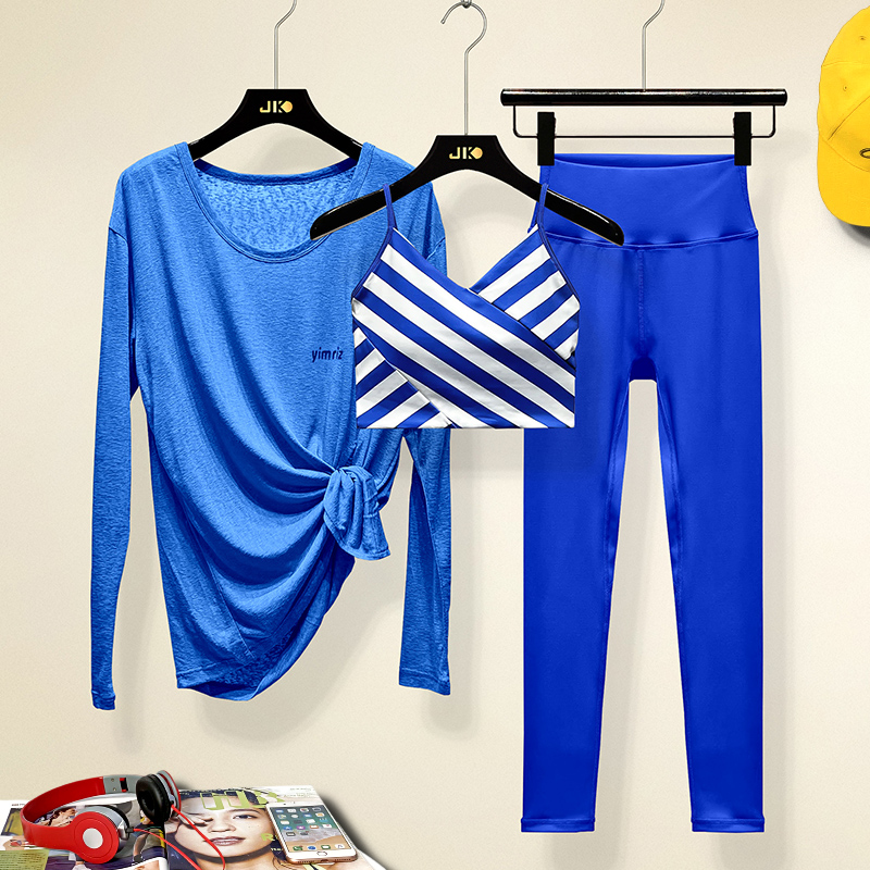 克莱因蓝瑜伽服套装女高级感时尚拍照好看的速干运动普拉提健身服