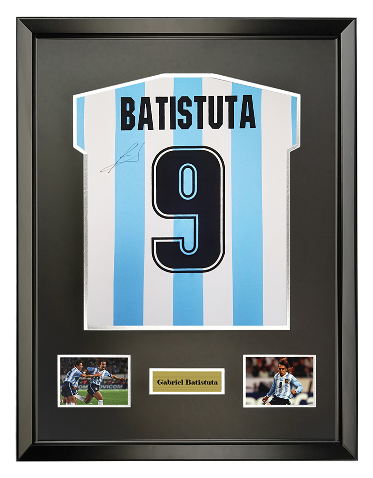 巴蒂斯图塔 1999美洲杯阿根廷国家队 亲笔签名足球服球衣 含SA证书 裱框