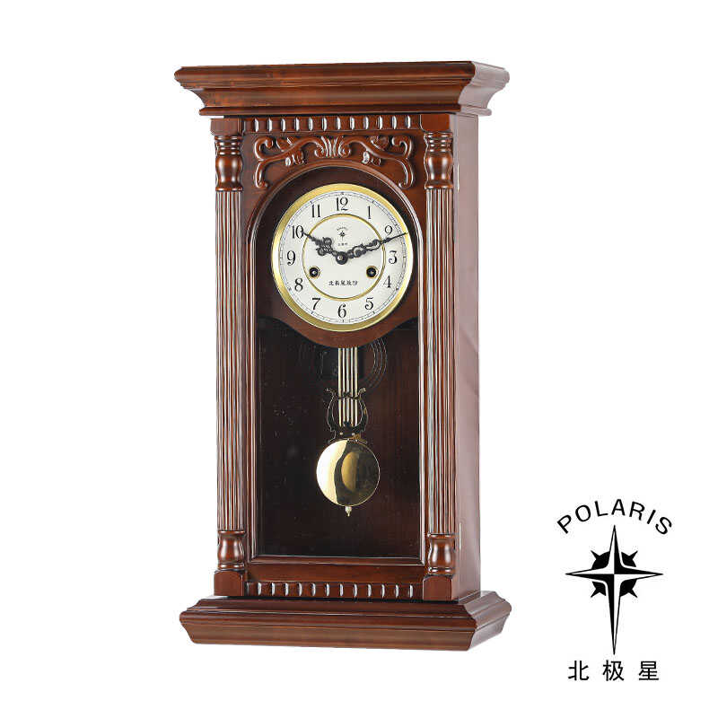 北极星纯铜机械机芯座钟挂钟客厅实木老式复古钟上弦链报时钟座表