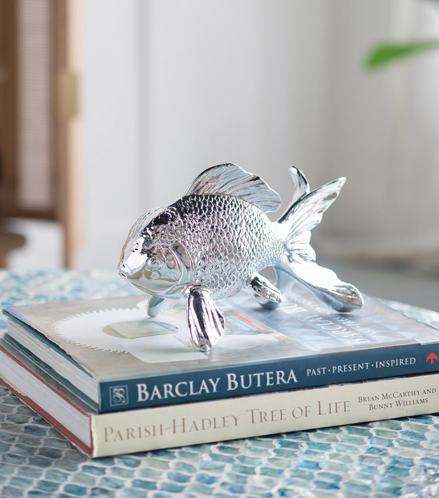 欧美式创意银色海洋风格树脂金鱼雕塑摆件客厅书房桌面装饰工艺品