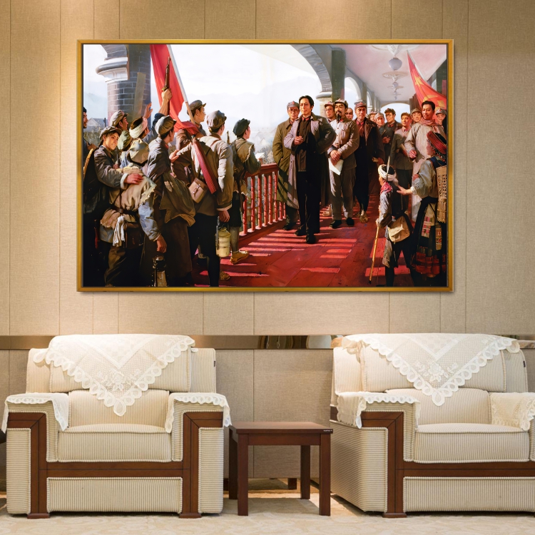 遵义会议红军长征革命抗日战争油画办公室装饰画展厅会议室壁画