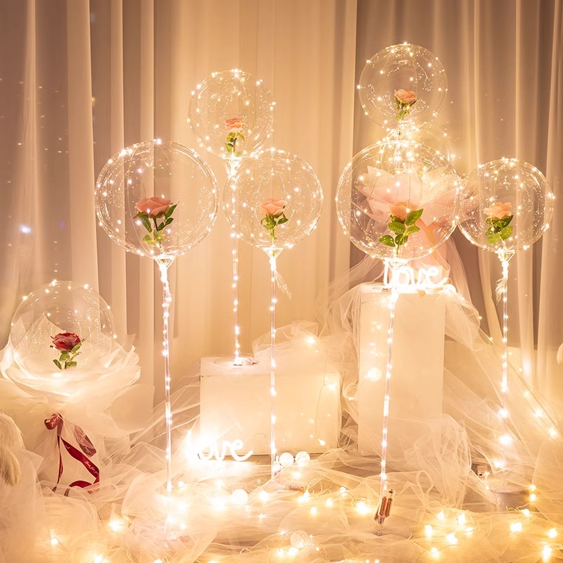 网红玫瑰气球520情人节波波球生日装饰求婚室内场景布置表白浪漫