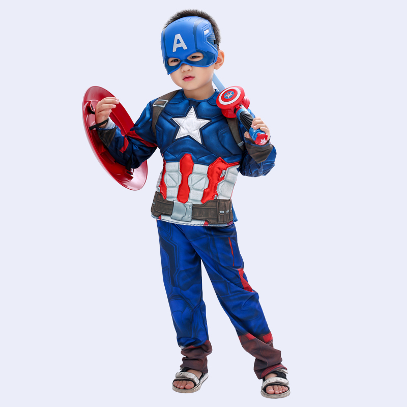 万圣节儿童美国队长服装盾牌漫威英雄动漫COSPLAY表演衣服套装 男