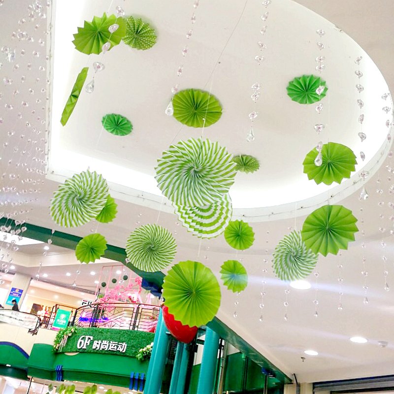 超市幼儿园商场橱窗纸扇花装饰扇子空中吊饰活动场景布置挂件教室