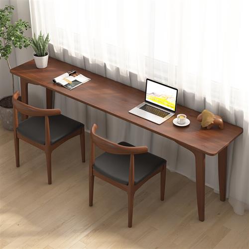 全实木窄书桌 全实木窄书桌长条桌子卧室窗边桌靠墙桌设计办公电