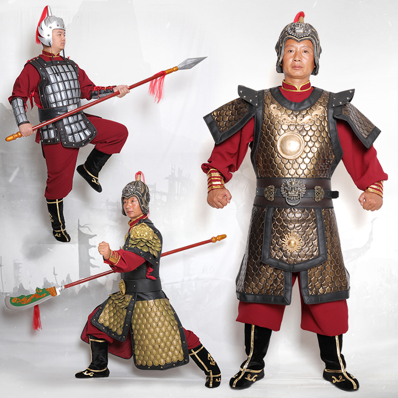 古代将军盔甲铠甲战袍可穿真人金属舞台影视表演服装士兵服男道具