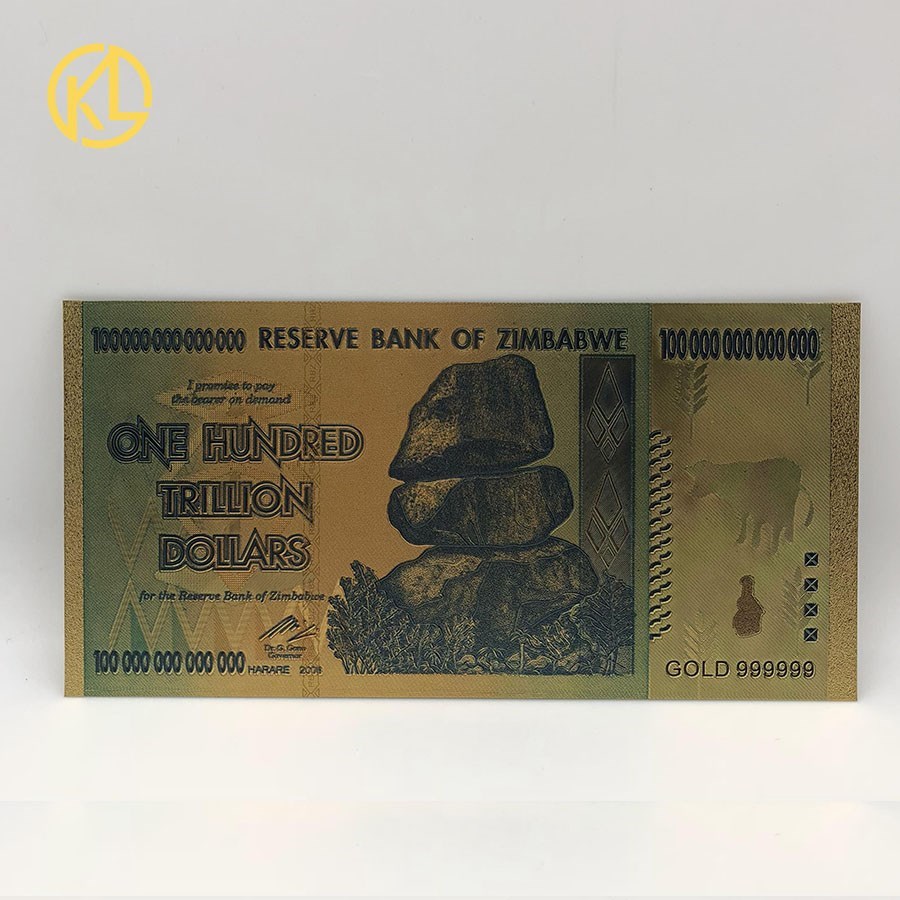 *1SET Collectable Gold Plated Banknotes 100 Trillion Dollar
