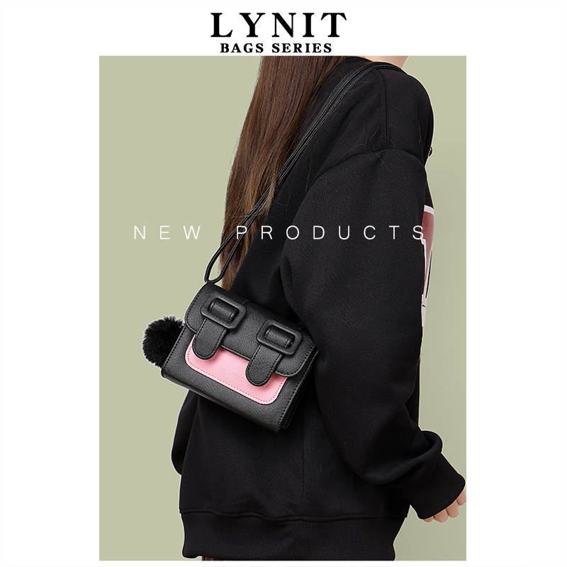 LYNIT 剑桥包blackpink黑粉拼色小众斜挎包女包高级感撞色小方包