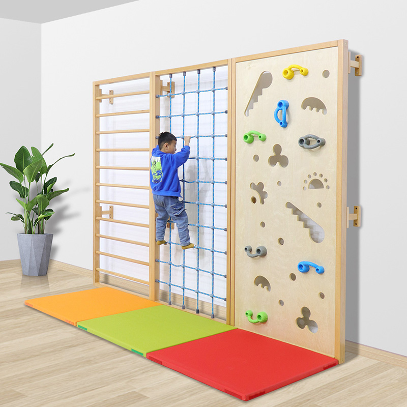 攀登墙爬网室内家用儿童木制攀爬架宝宝攀岩墙感统训练体适能器材