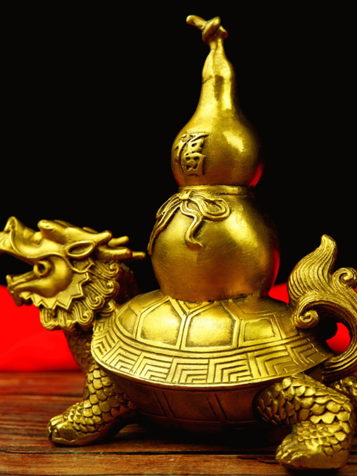 龙龟摆件全铜四方神兽福禄葫芦龙头龟霸下赑屃大号四灵家居工艺品