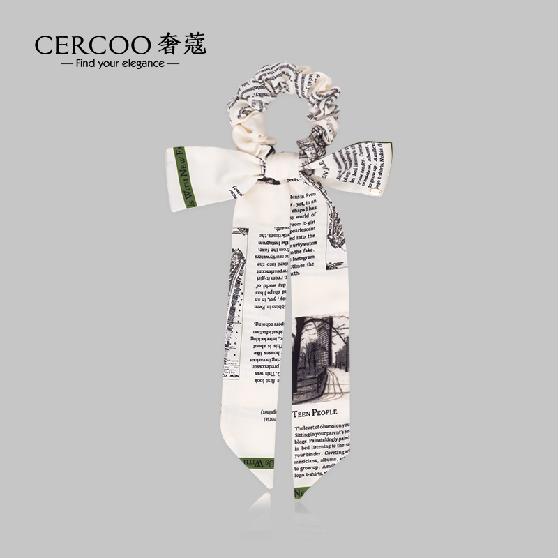 Cercoo/奢蔻巴黎迷情系列印花黑白布艺时尚个性绑头女发圈发绳夏