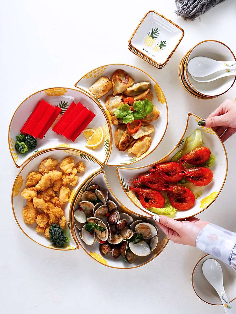 创意网红分餐盘子套装陶瓷拼盘组合团圆桌菜盘家用年夜饭日式餐具