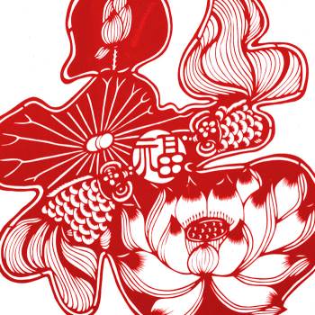 过新年春节剪纸窗花中国风纯手工牡丹福字传统刻纸画镂空成品红色