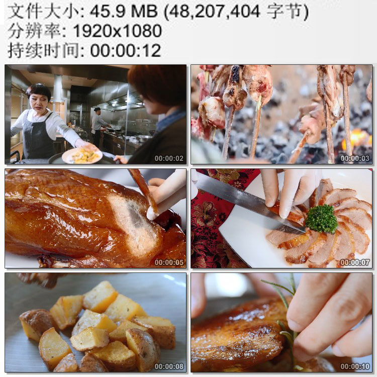 饭店灶间厨房 烤鸭美食 鸭肉的各种做法 实拍视频素材