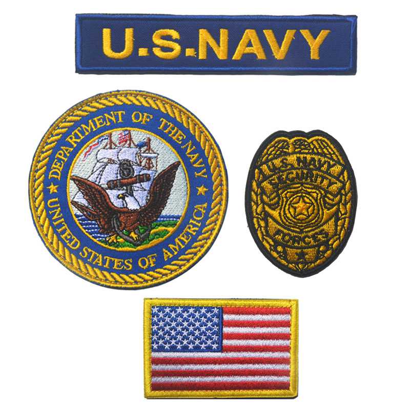 美国海军徽章 背包魔术贴章 刺绣臂章 军迷识别章 头盔帽子贴配饰