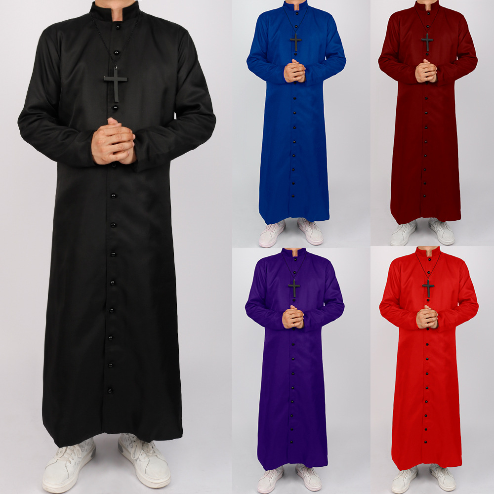 新款万圣节牧师教父cos服 中世纪5色神父角色扮演cosplay服装现货