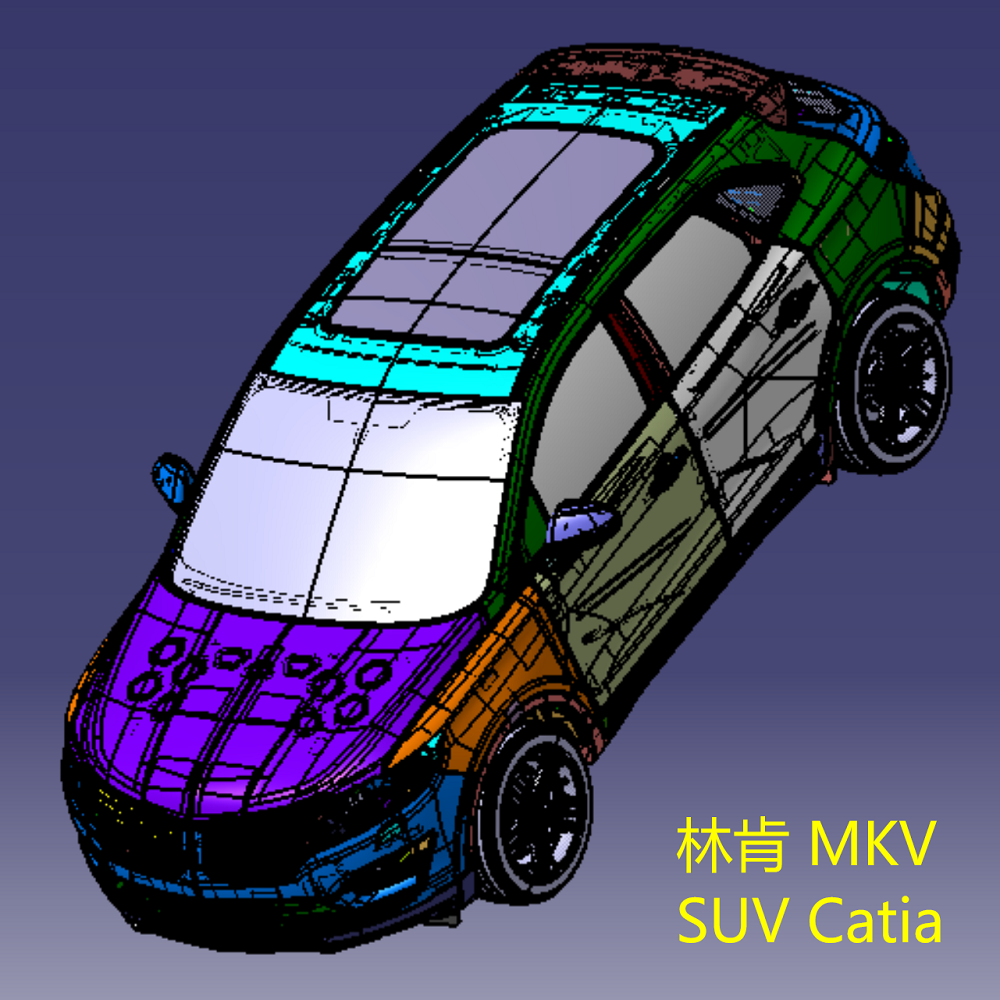 林肯SUV整车Catia汽车3D三维几何数模型白车身BIW动力系统座椅子